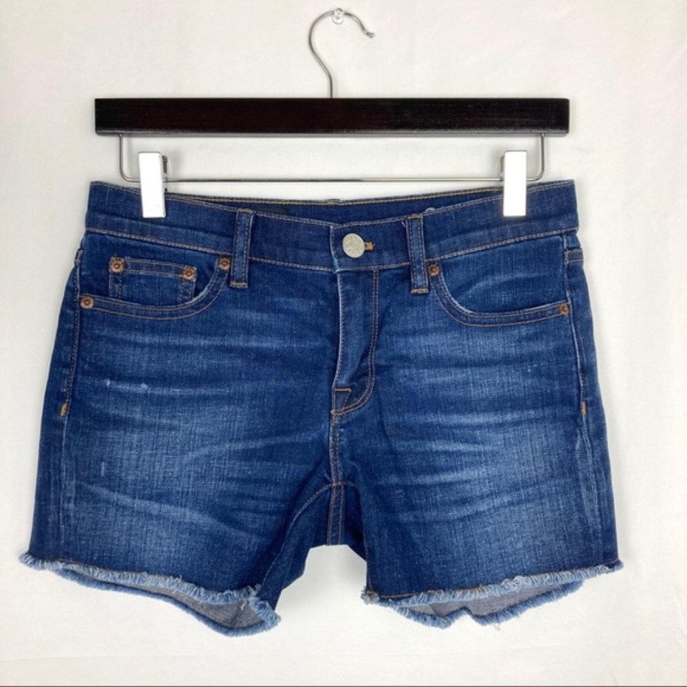 •SHORTS• J. Crew Indigo Denim Frayed SZ 25